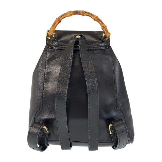 GUCCI Backpack 003 1705 0030 leather Black Gold Metal Backpack Backpack Bamboo Women Used