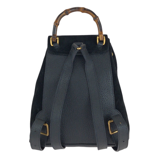 GUCCI Backpack 003 1705 Suede, Leather Black GoldMetal Backpack bag pack Bamboo Women Used