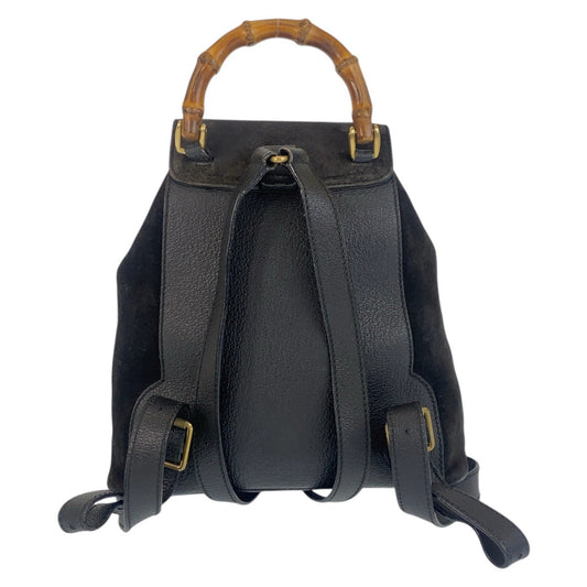 GUCCI Backpack 003 1705 0030 Suede, Leather Black GoldMetal Backpack bag pack Bamboo Women Used