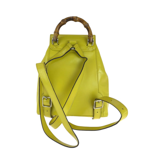 GUCCI Backpack 003 2034 0030 leather Yellow Brown SilverMetal Backpack Backpack Bamboo Women Used