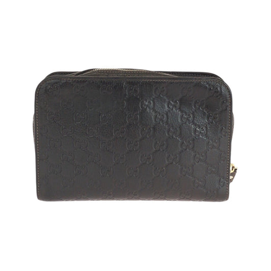GUCCI Clutch bag 201755 leather Brown Gold Metal Clutch bag business bag Guccisima mens Used