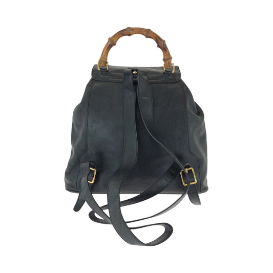 GUCCI Backpack 003 2058 0016 leather Black Brown Gold Metal Backpack Backpack Bamboo Women Used