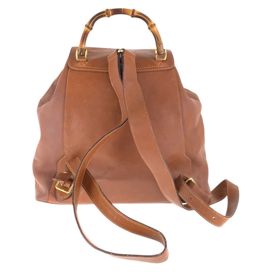 GUCCI Backpack 003 2058 0016 leather Brown Gold Metal Backpacks & Daypacks Backpacks Bamboo Women Used