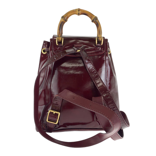 GUCCI Backpack 003 1998 0030 Patent leather wine red brown Backpack Backpack Bamboo Women Used