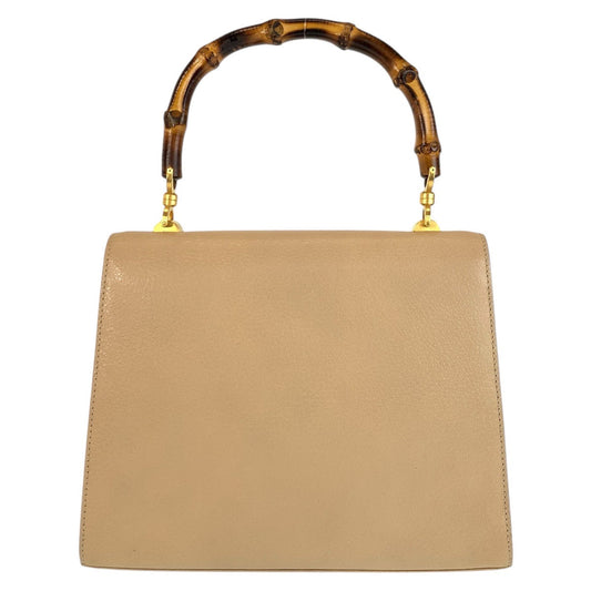 GUCCI Handbag 000 110 Leather, Bamboo Beige Gold Metal Handbag Bamboo Women Used
