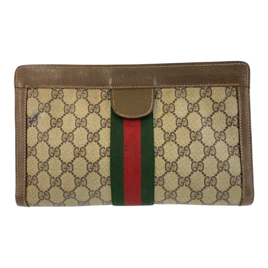 GUCCI Clutch bag 89 01 002 GG Supreme canvas, leather beige Clutch bag business bag Sherry Line Old Gucci Women Used