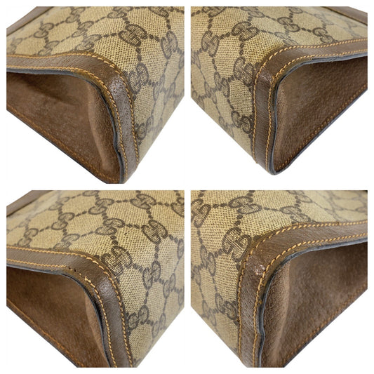 GUCCI Clutch bag 89 01 002 GG Supreme canvas, leather beige Clutch bag business bag Sherry Line Old Gucci Women Used