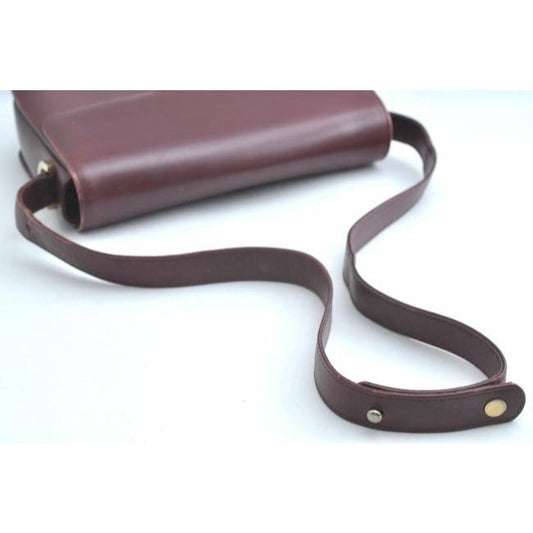 Gucci Bordeaux Leather Padlock Shoulder Bag w GG Clasp