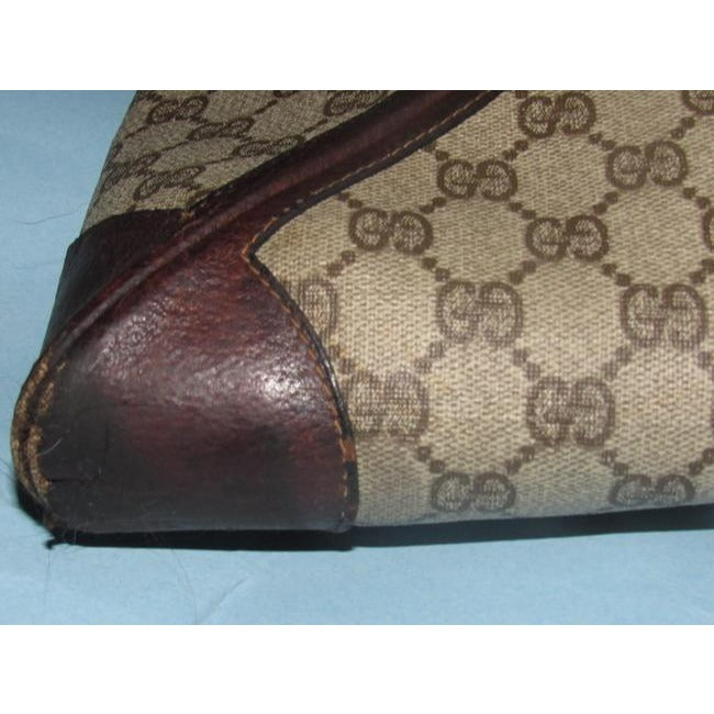 Gucci Vintage Pursesdesigner Purses Brown Leather And Large G Logo Print Coated Canvas With Redgreen