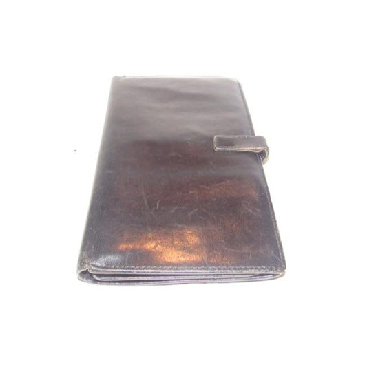 Gucci Black Leather With Chrome Jackie O Style Push Button Closure Checkbook Size Wallet