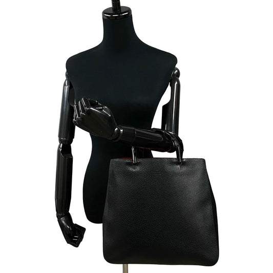 GUCCI Handbag leather black Bamboo
