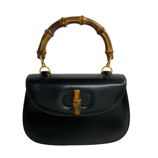 GUCCI Handbag leather black Bamboo