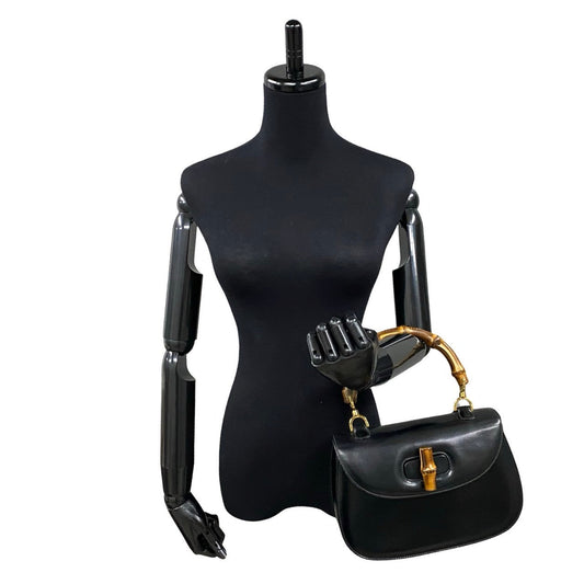 GUCCI Handbag leather black Bamboo