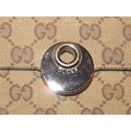 Gucci Brown Large G Logo Print Canvas And Brown Leather Vintage Wallet