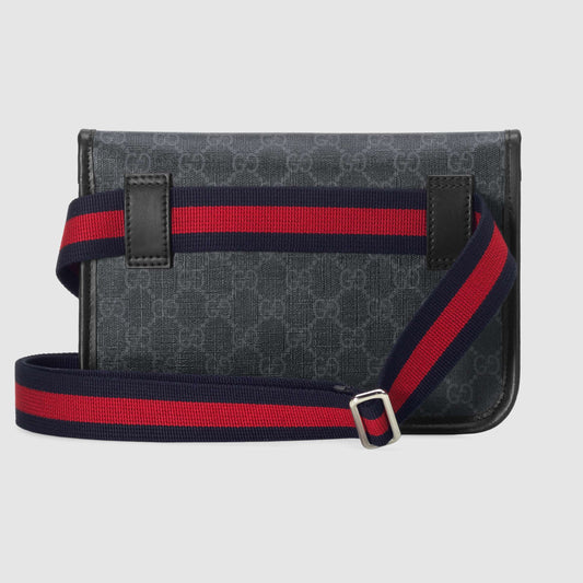 Gucci GG Supreme Black Flap Belt Bag