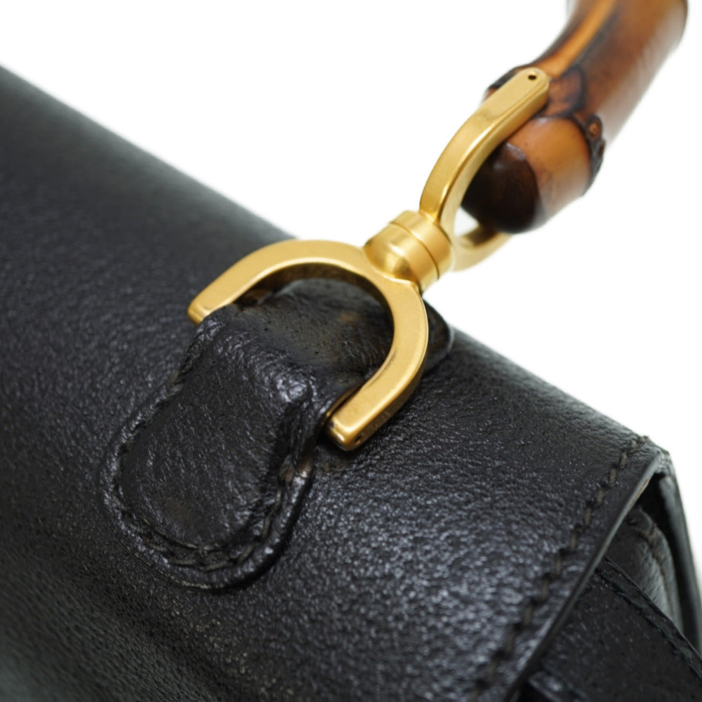 GUCCI Handbag 000 46 0633 leather black Bamboo Women Used