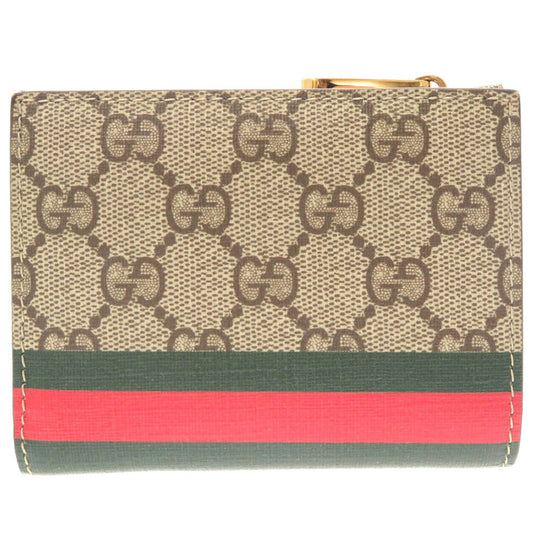 GUCCI Bifold Wallet 736758 GG Supreme, Leather beige Compact Wallet Animal Print Women Used
