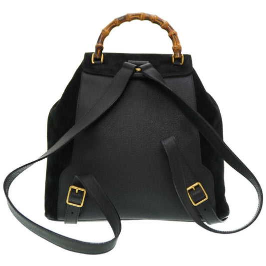 GUCCI Backpack Suede black Bamboo Women Used