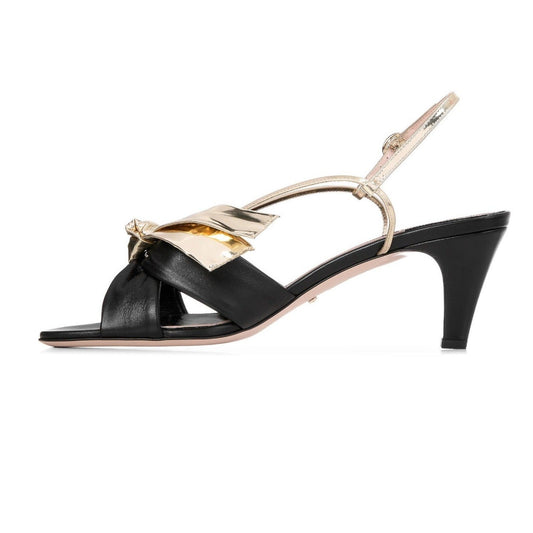 Gucci Leather Mid-heel Sandal With Bow in Black