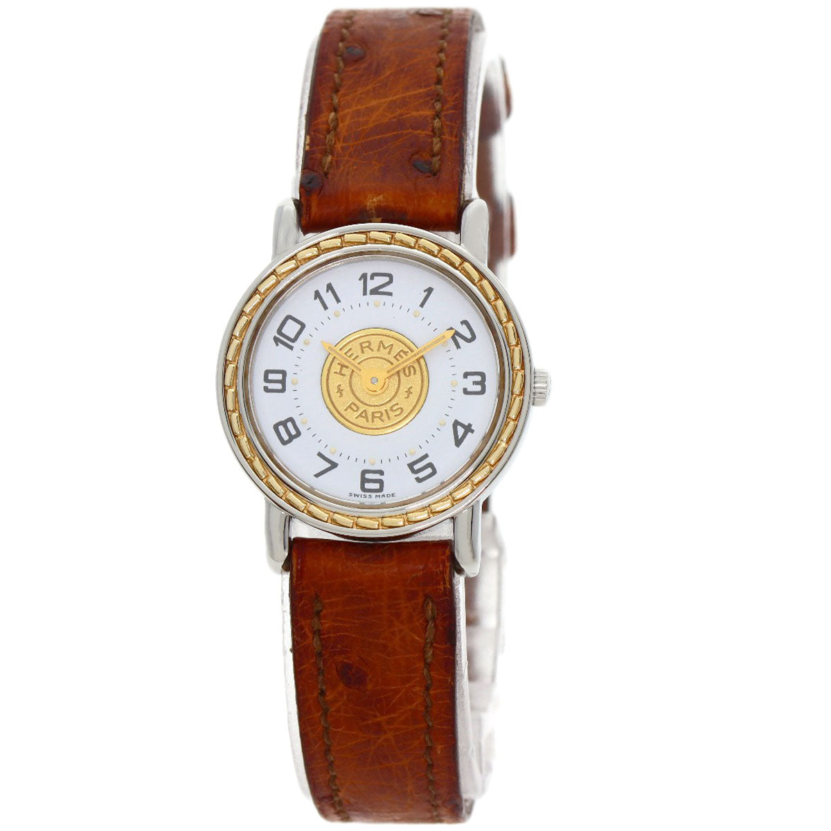 HERMES Watches Quartz Stainless Steel, Leather Silver Serie white dial Women Used