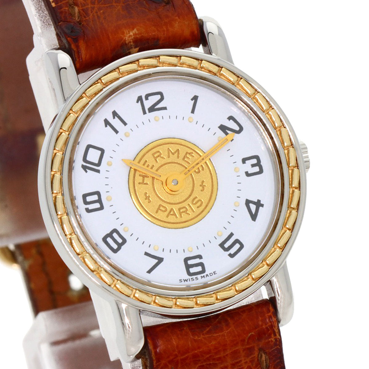 HERMES Watches Quartz Stainless Steel, Leather Silver Serie white dial Women Used