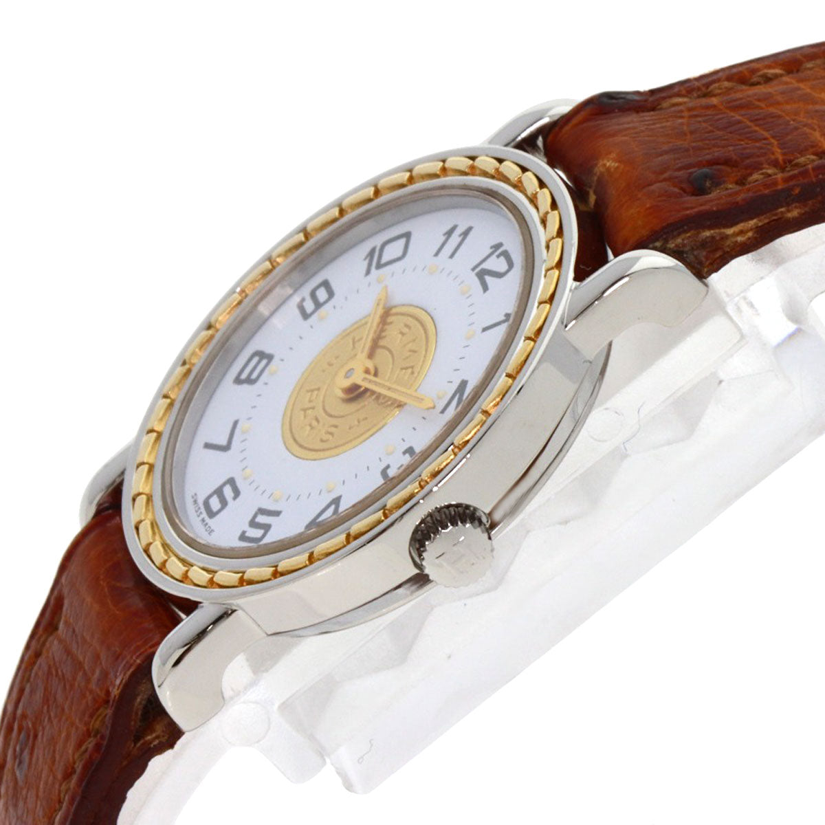 HERMES Watches Quartz Stainless Steel, Leather Silver Serie white dial Women Used