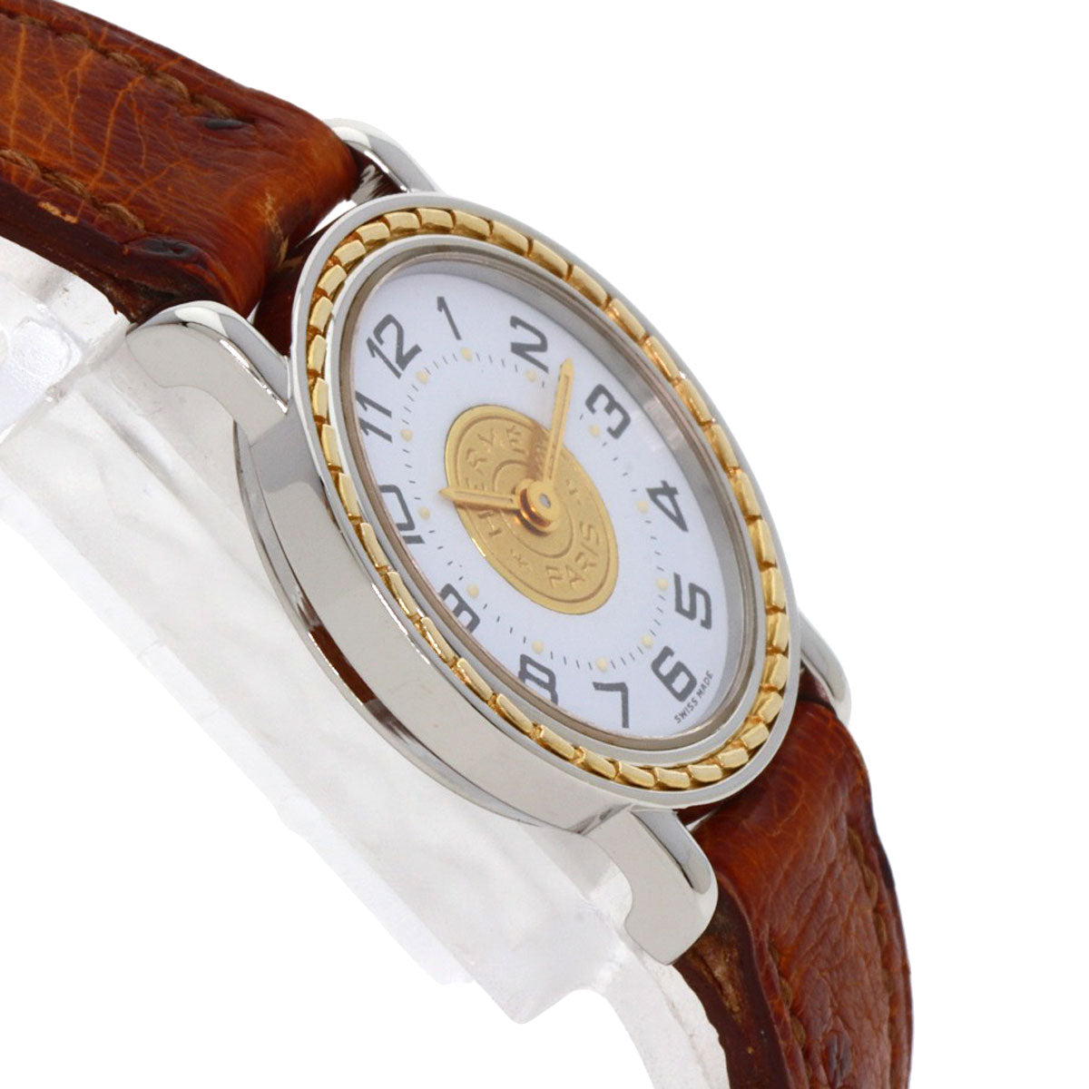 HERMES Watches Quartz Stainless Steel, Leather Silver Serie white dial Women Used