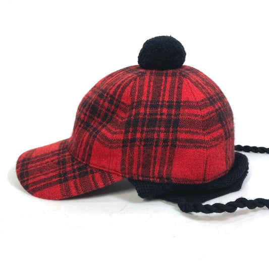 GUCCI cap 439029 Cotton, Wool, Acrylic Red Knit hat check S