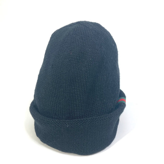 GUCCI Knit hat wool black Sherry line mens M Used