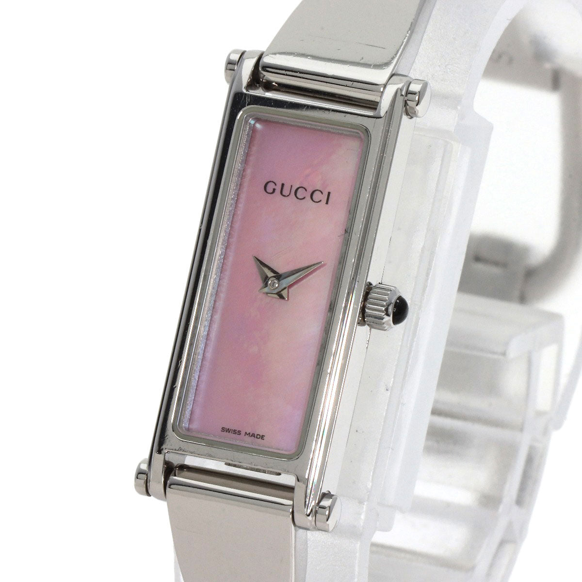 GUCCI Watches Quartz 1500L Stainless Steel Silver Square face Pink shell dial
