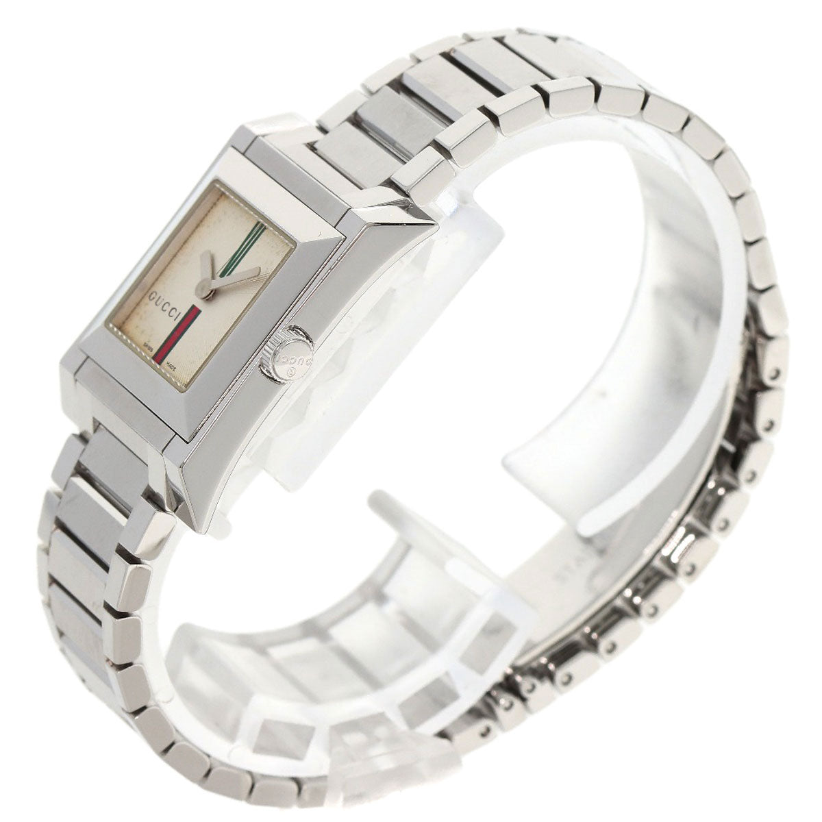GUCCI Watches Quartz 111L Stainless Steel , Stainless Steel Silver Square face Ivory dial Women Used