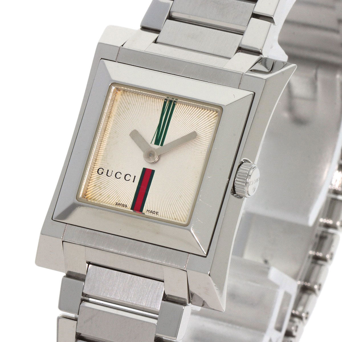 GUCCI Watches Quartz 111L Stainless Steel , Stainless Steel Silver Square face Ivory dial Women Used