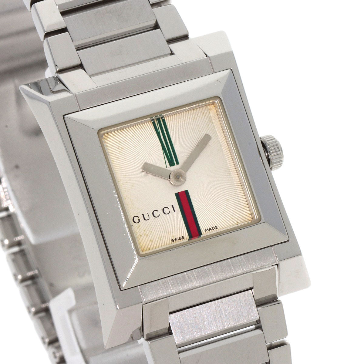 GUCCI Watches Quartz 111L Stainless Steel , Stainless Steel Silver Square face Ivory dial Women Used