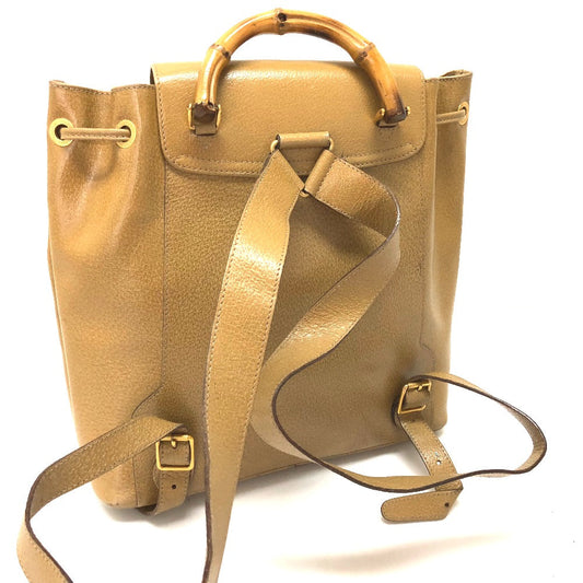 GUCCI Backpack leather Beige type backpack bag Bamboo Women Used