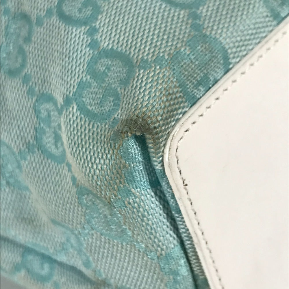 GUCCI Tote Bag 002 1099 Canvas / leather Light green Shoulder Bag Shoulder Bag GG Bucket Women Used