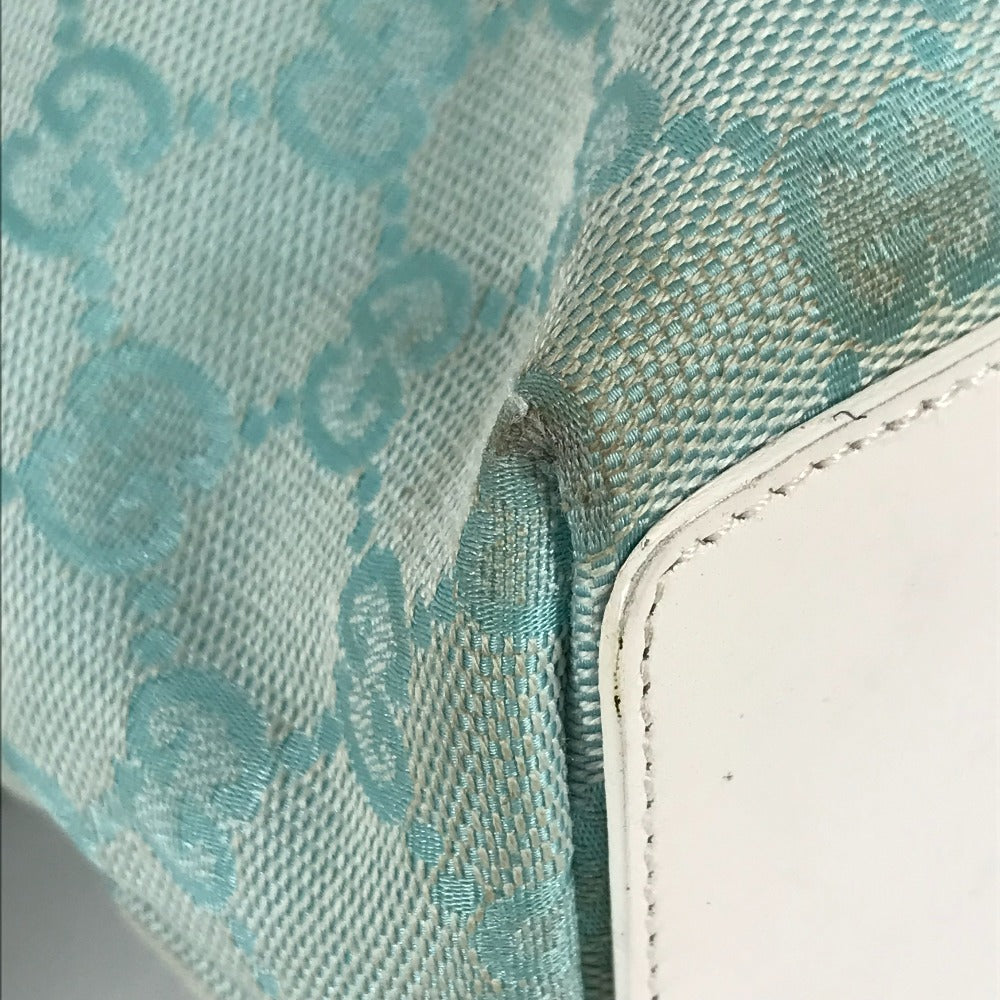 GUCCI Tote Bag 002 1099 Canvas / leather Light green Shoulder Bag Shoulder Bag GG Bucket Women Used