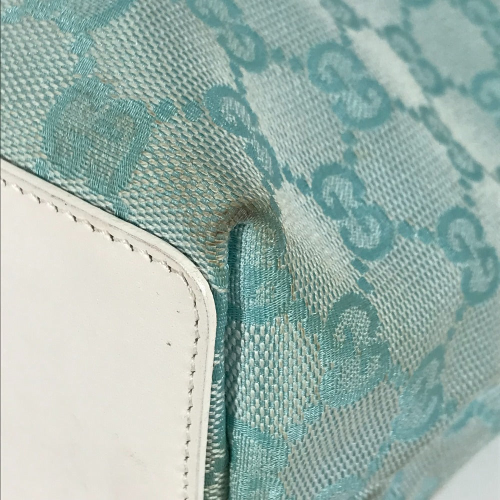 GUCCI Tote Bag 002 1099 Canvas / leather Light green Shoulder Bag Shoulder Bag GG Bucket Women Used