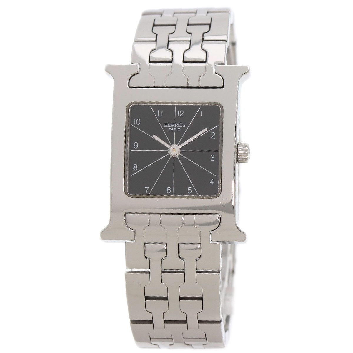 HERMES Watches Quartz HH1.210 Stainless Steel , Stainless Steel Silver H watch black dial Women Used