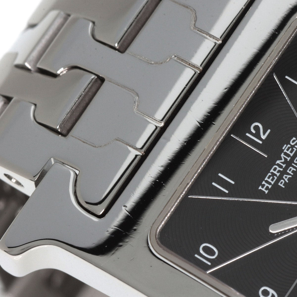 HERMES Watches Quartz HH1.210 Stainless Steel , Stainless Steel Silver H watch black dial Women Used