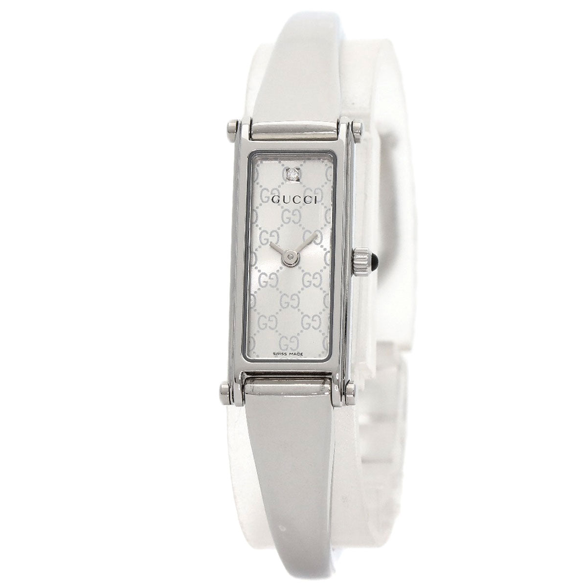 GUCCI Watches Quartz 1500L Stainless Steel , Stainless Steel Silver Square Face 1P Diamond Silver dial Women Used