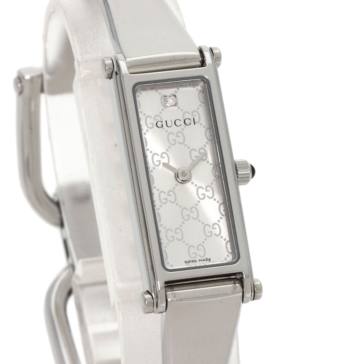 GUCCI Watches Quartz 1500L Stainless Steel , Stainless Steel Silver Square Face 1P Diamond Silver dial Women Used