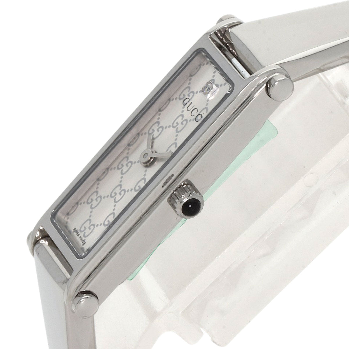 GUCCI Watches Quartz 1500L Stainless Steel , Stainless Steel Silver Square Face 1P Diamond Silver dial Women Used