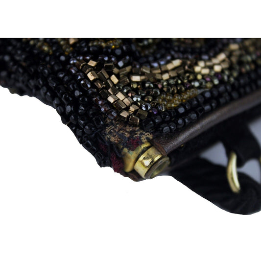 Gucci beaded black silk/satin pouch style cross body