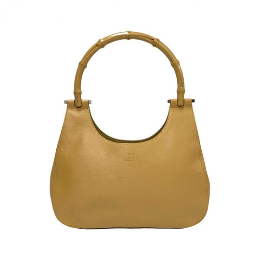 GUCCI Handbag leather beige Bamboo