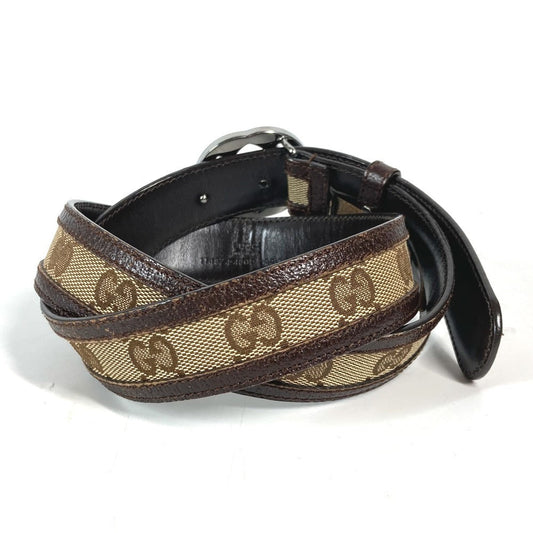 GUCCI belt 114874 GG canvas / leather beige GG unisex(Unisex) 80 Used