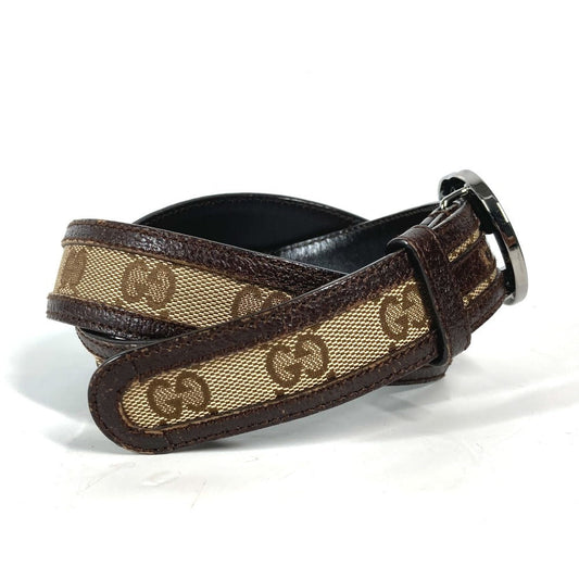GUCCI belt 114874 GG canvas / leather beige GG unisex(Unisex) 80 Used