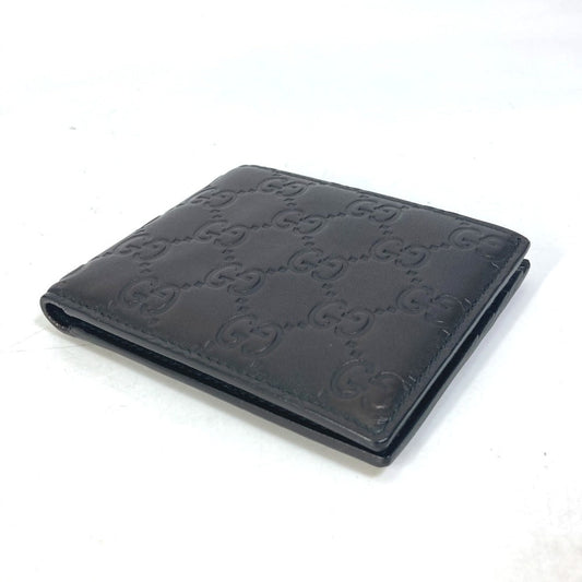 GUCCI Folded wallet 145754 Sima leather Black type Compact wallet GG Guccisima mens Used