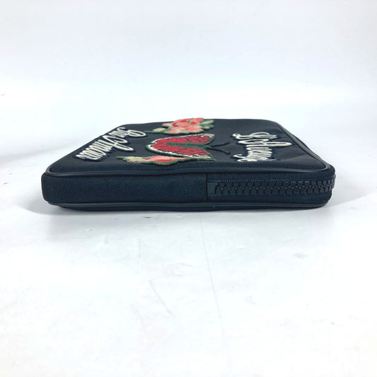 GUCCI Clutch bag 473883 Nylon black Flower Butterfly Butterfly Flower embroidery embroidery