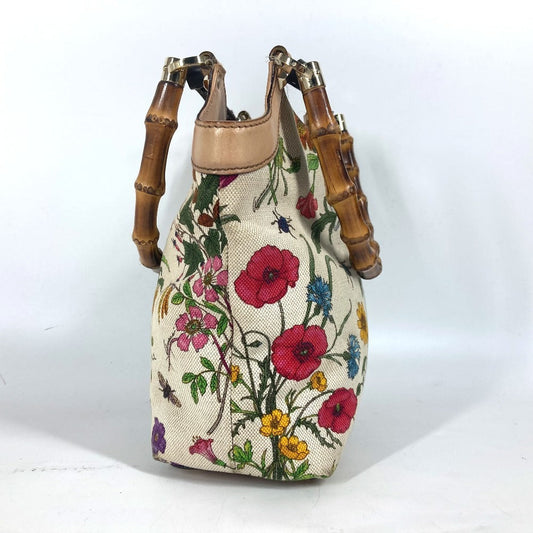 GUCCI Handbag 140203 canvas multicolor Flora Bamboo Floral Flower Women Used