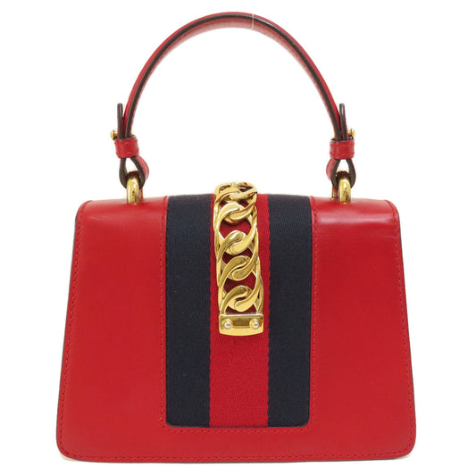 GUCCI Handbag 4720270 Calfskin Red Sylvie 2WAY Women Used